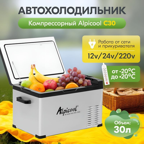 Холодильник автомобильный компрессорный Alpicool C30 12/24/220В ...