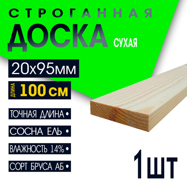 Доска строганная 20х95х1000мм сухая, сорт АВ, 1шт - купить с доставкой ...