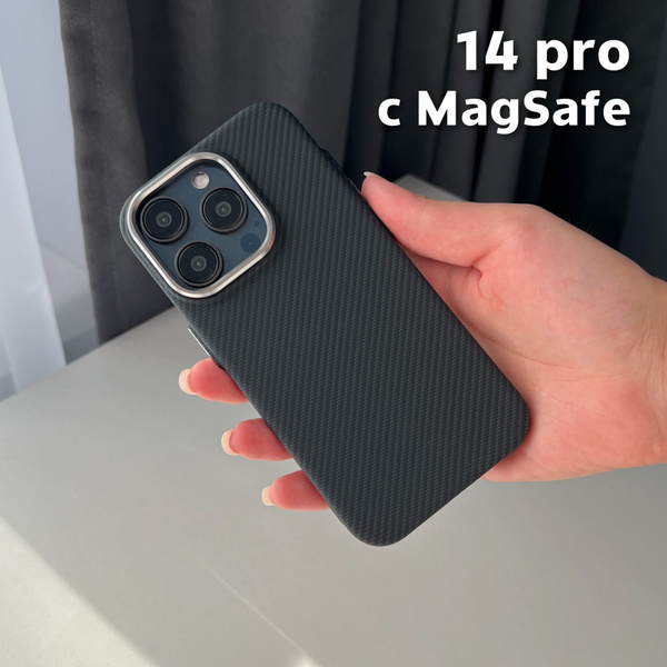 Чехол на iPhone 14 Pro карбоновый, противоударный, черный - купить с ...