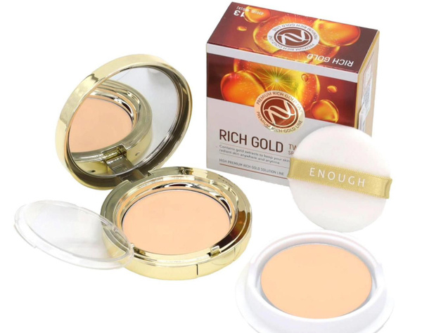 Пудра для лица Enough Premium Rich Gold Two Way SPF 50+, со сменным ...