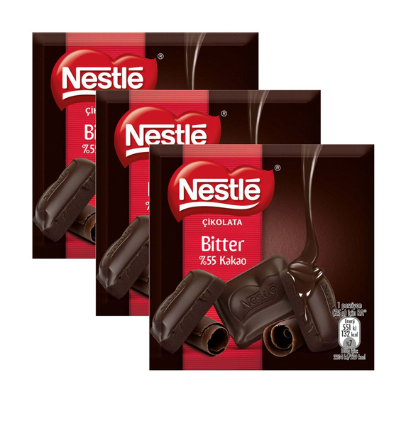 Шоколадная плитка темный шоколад Nestle Bitter 55% какао, 60 г х 3 шт ...