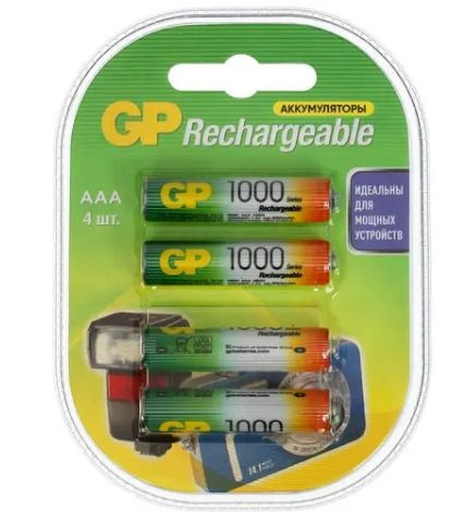 GP Аккумуляторная батарейка AAA, 1000 мАч, 4 шт - купить с доставкой по ...