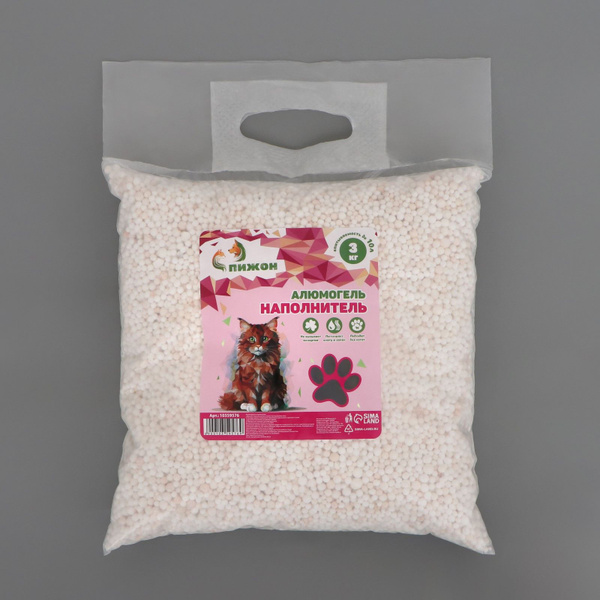 Наполнитель для кошачьих туалетов "Пижон" алюмогель 3 кг впитываемость ...