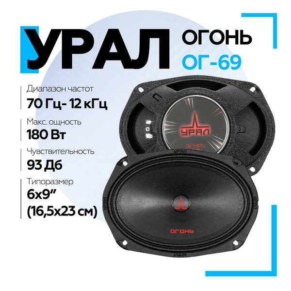 Динамики Урал ОГОНЬ ОГ-69 / Колонки для автомобиля эстрадные / Овалы ...