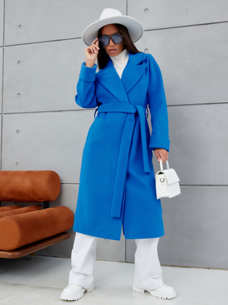 Пальто MAXIMODA STUDIO, Демисезон, размер 48, цвет лазурный, Шерсть ...