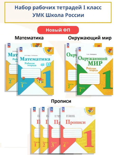 Школа России 1 класс Комплект рабочих тетрадей (Математика, Окружающий ...