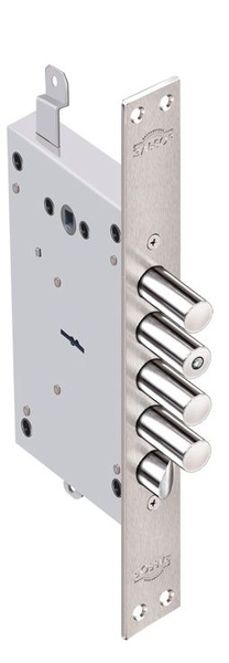 Замок врезной сувальдный с защёлкой Эльбор Рубин 1.08.31 с тягами ...