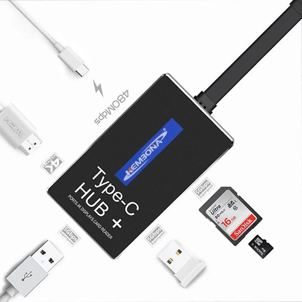Адаптер-концентратор KEMBONA USB Type-C с выходом 4K HDMI HD, 2 порта ...