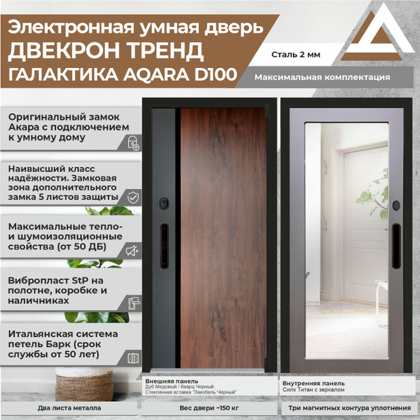 Электронная входная дверь Двекрон Тренд Галактика с умным замком Акара ...