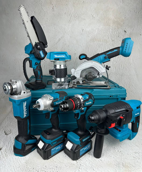 Набор электроинструментов аккумуляторных Makita 7 в 1 / болгарка ушм ...