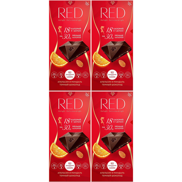Шоколад Red Апельсин и миндаль темный 85 г, набор: 4 штуки купить на ...