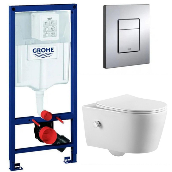 Инсталляция Grohe Rapid SL 38772001 с подвесным безободковым унитазом с ...
