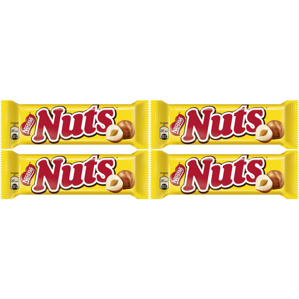 Батончик Nuts шоколадный с орехами 50 г, набор: 4 штуки купить на OZON ...