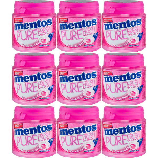 Жевательная резинка Mentos Pure Fresh Тутти Фрутти 100 г, набор: 9 штук ...