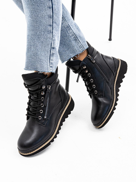 Ботинки Женский Lady Couture черный, размер 38 Зима 7 Шнурки, Молния ...