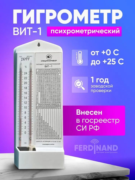 Гигрометр психрометрический Вит-1 с поверкой купить на OZON по низкой ...