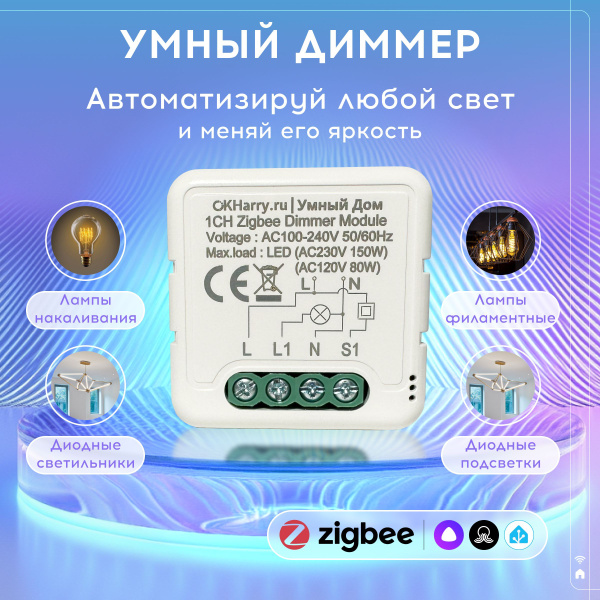 Умный диммер ZigBee, 1 канал купить на OZON по низкой цене (1760044952)
