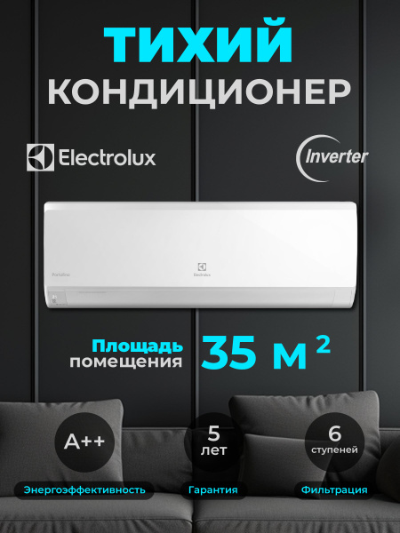 Сплит-система инверторная Electrolux EACS/I-12HP/N8_23Y на 35 м2, белая ...
