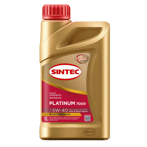 Sintec Platinum 7000 5w40 A3/B4, SN/CF (синт.) канистра