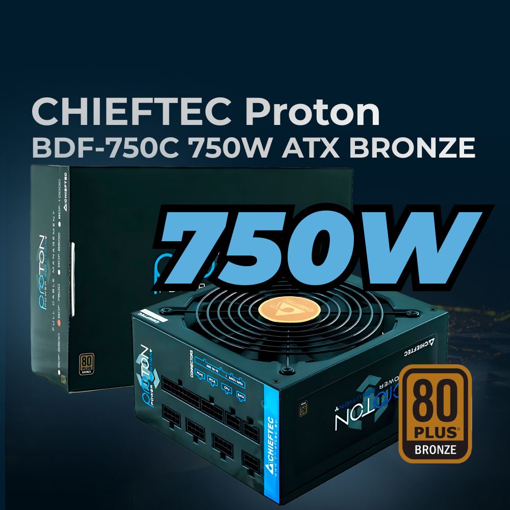 Блок питания для ПК Chieftec Proton BDF-750C (ATX 2.3, 750W, 80 PLUS BRONZE, Active PFC, 140mm fan, Full Cable Management) Retail