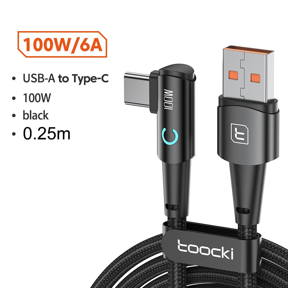 Toocki Кабель для мобильных устройств USB Type-C/USB 2.0 Type-A, 0.25 м, черный