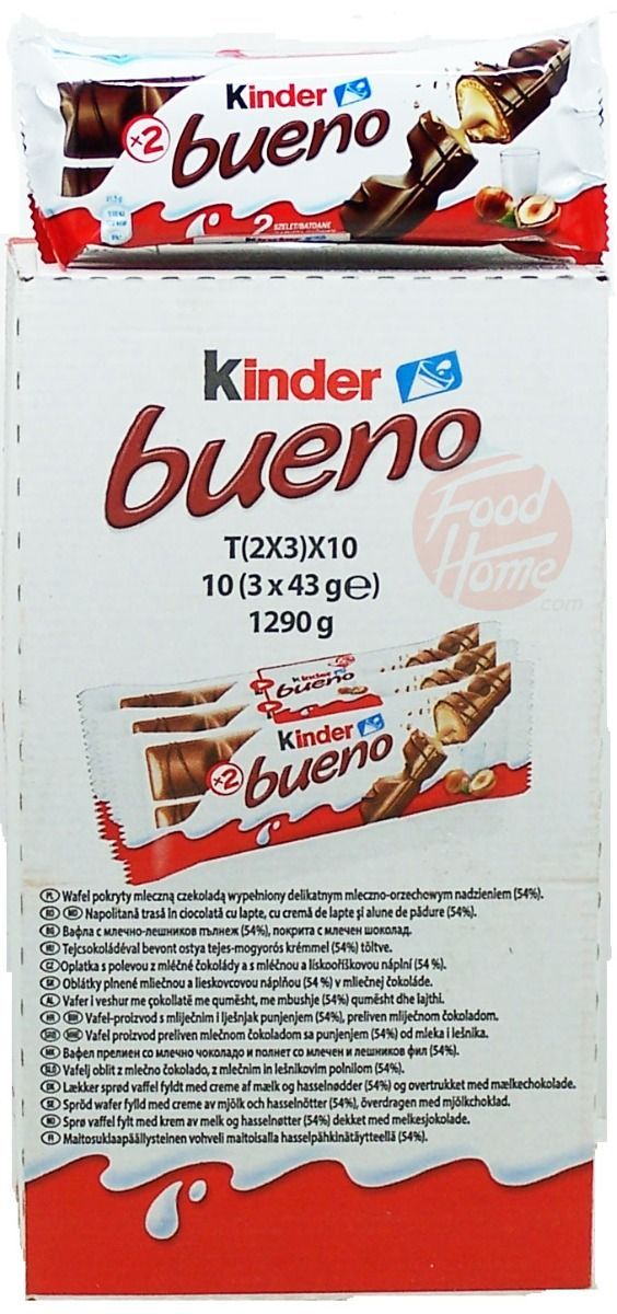 Вафли Kinder Bueno, в молочном шоколаде, 10 шт по 129 г