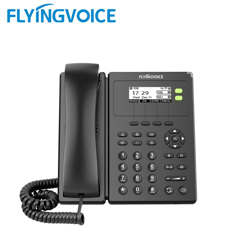 IP-телефон FlyingVoice FIP10P, PoE, 2 SIP аккаунта, поддержка EHS, POE и Wi-Fi