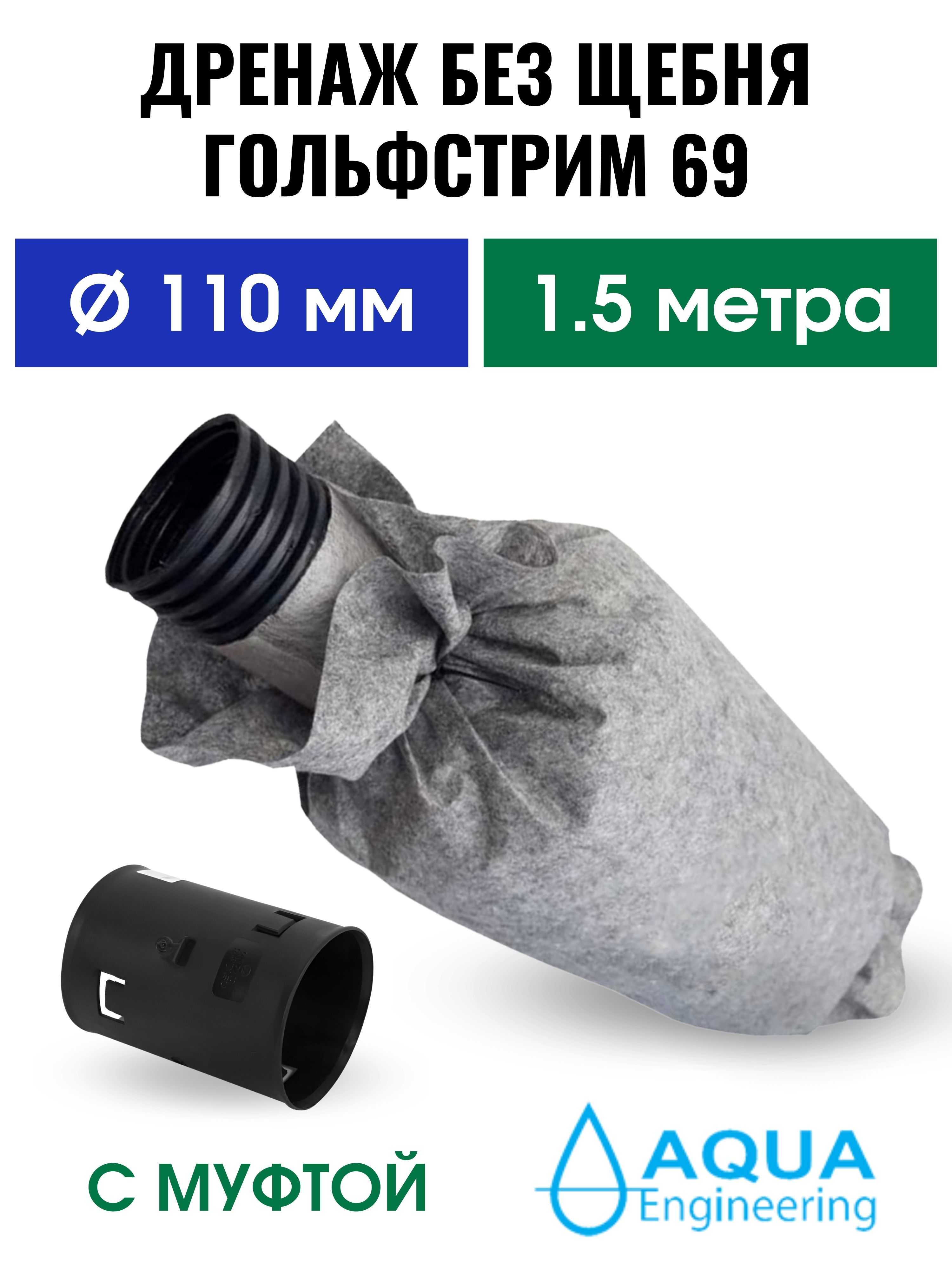 Дренажная труба 110/300 мм, L - 1500 мм с наполнителем в фильтре, готовая  система без щебня (муфта в комплекте) - купить с доставкой по выгодным  ценам в интернет-магазине OZON (1403228146)