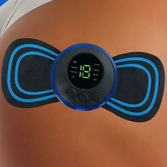 EMS МИОСТИМУЛЯТОР импульсный для мышц всего тела черный, массажер для шеи и спины микротоковый с подогревом, компактный тренажер для похудения живота ног пресса ягодиц электрический лимфодренажный