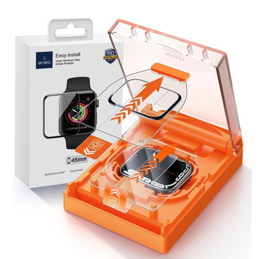 Защитное стекло для Apple Watch Ultra 44 mm Wiwu Easy самоклеящееся с каркасом