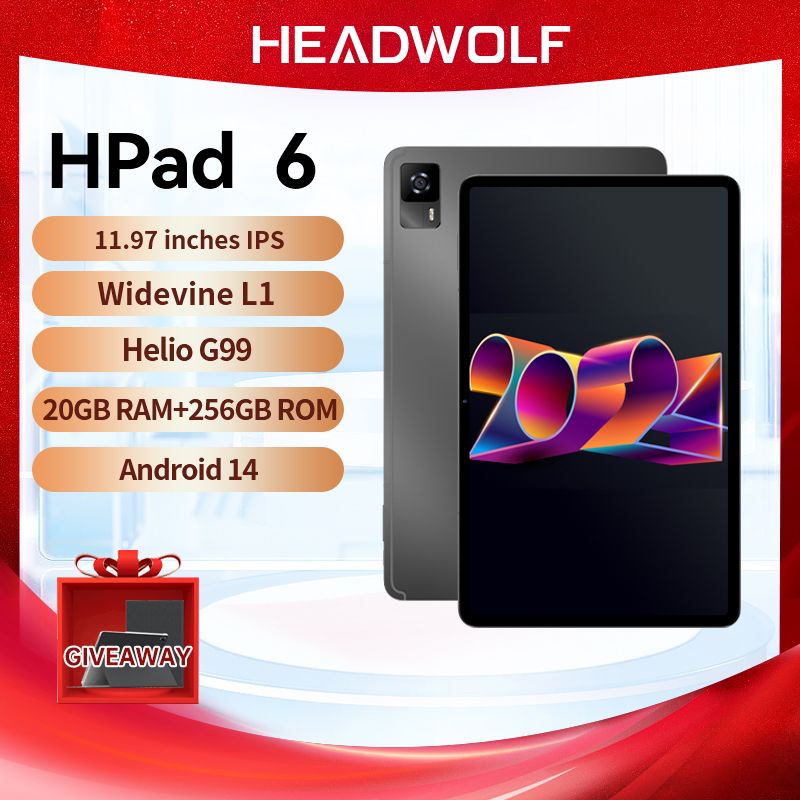 Headwolf Планшет Hpad 6, 12" 256 ГБ/256 ГБ, серый металлик, темно-серый