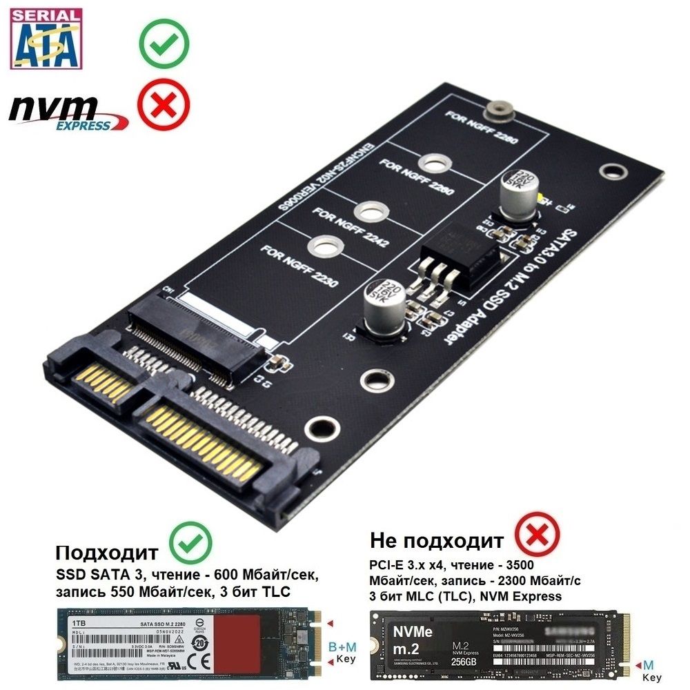 NGFFадапетрдляSSDm.2SATA3вSATA6Gb/s,Bключ