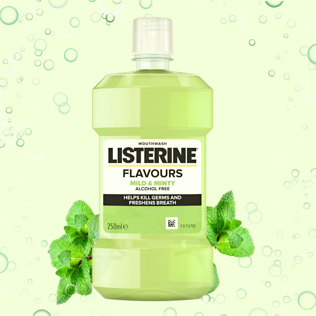 Listerine, Mild and Minty, без спирта, 250 мл. Ополаскиватель для рта.