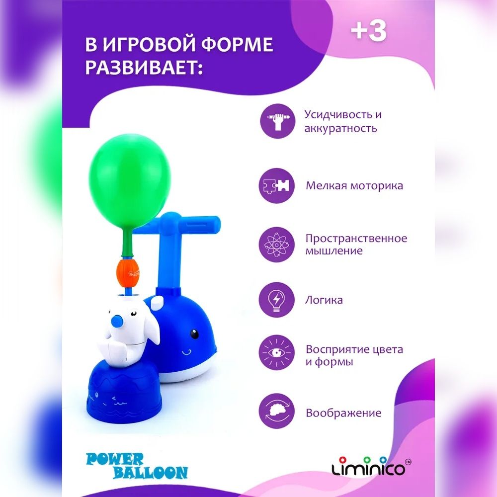 Детская игрушка, реактивная машинка гоночная на воздушном шаре Power Balloon.  Avia Cars, Аэротранспорт. Игровой набор ракета с космонавтом. Power balloon  Dolphin 9 предметов + 24 шара - купить с доставкой по выгодным