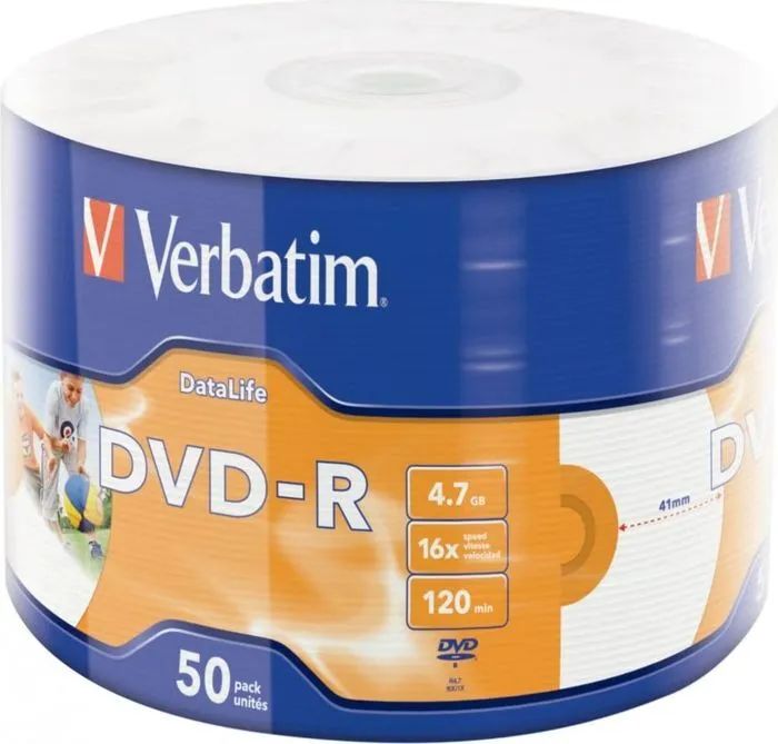 Диск DVD-R Verbatim 4.7Gb 16x bulk (50шт) Printable (43793) AZO