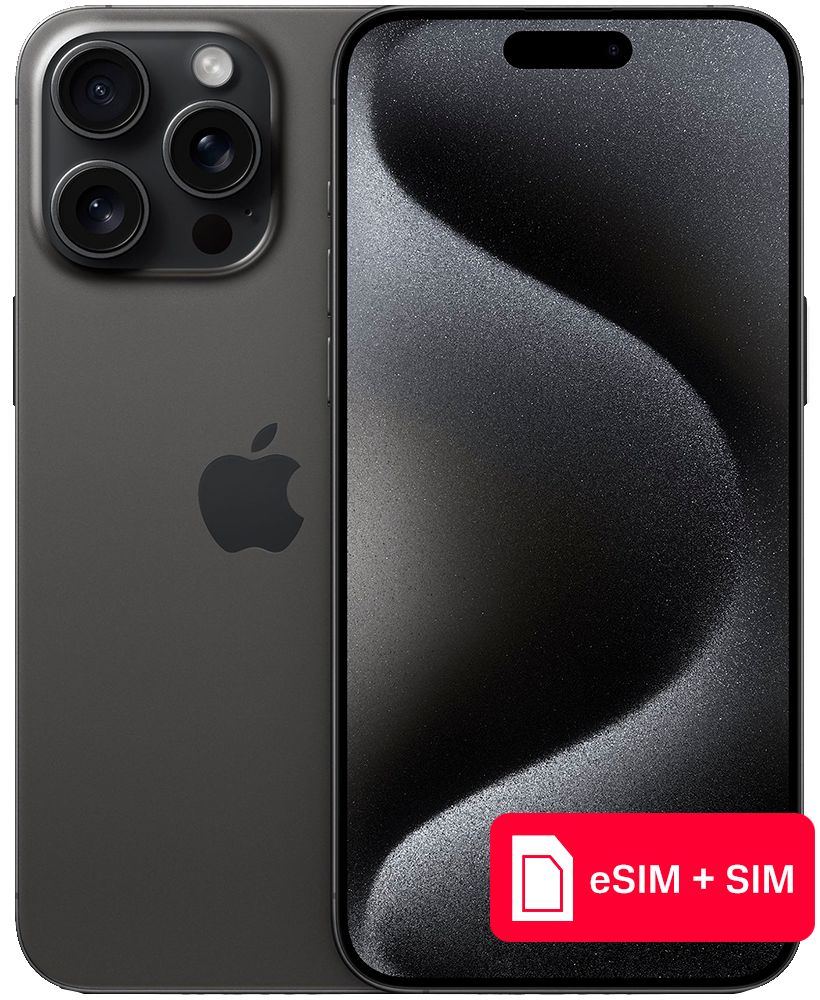 AppleСмартфонiPhone15ProMaxeSIM+SIM8/256ГБ,черный