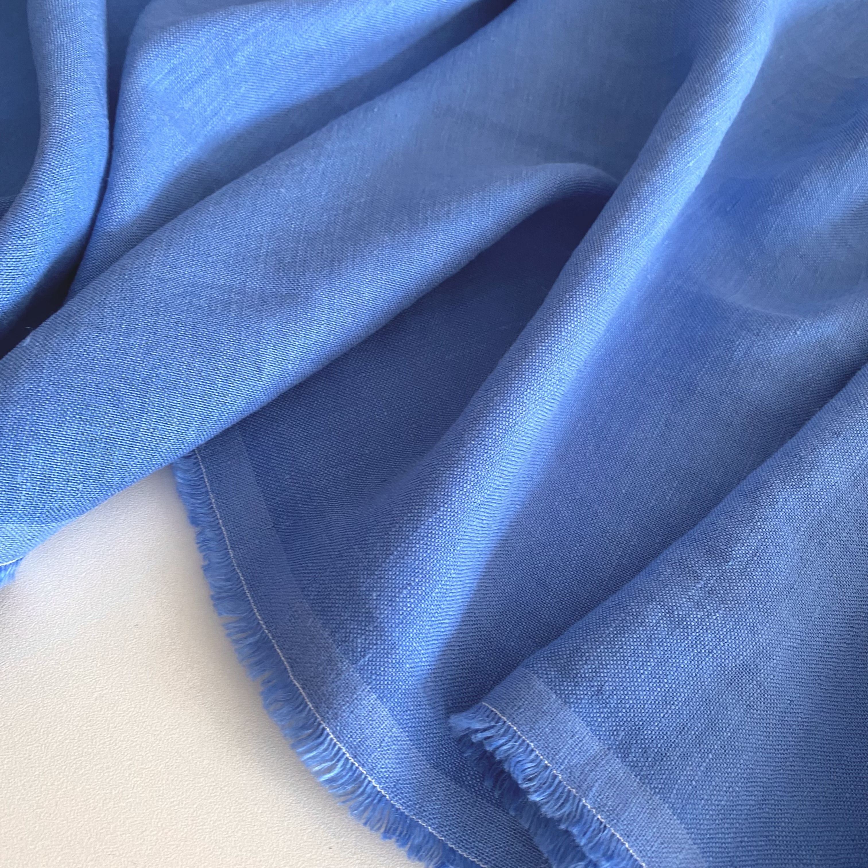 Ткань Лен с вискозой "Нежный василек" 0,5м х 1,4м, умягченный с эффектом мятости крэшированный, для шитья одежды