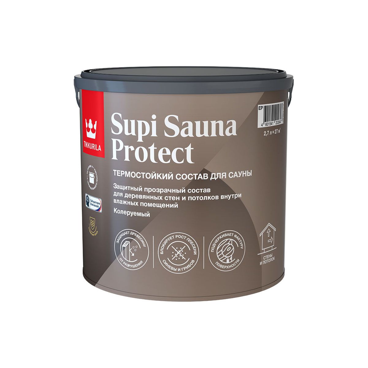 Tikkurila Supi Sauna Protect EP состав защитный для стен и потолков в бане и сауне п/мат (2.7 л)