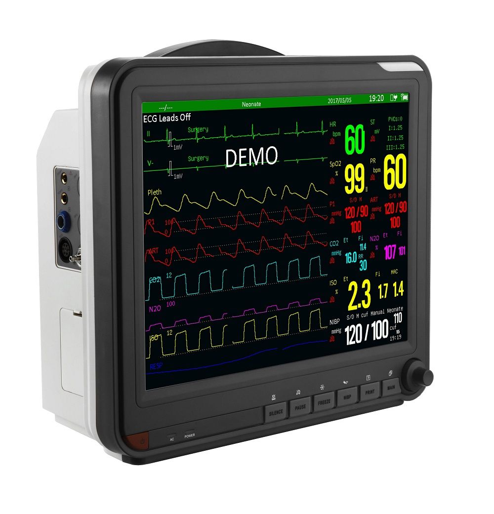 Больничный медицинский домашний монитор пациента прикроватный, 15 дюймов, контролирует 6 параметров