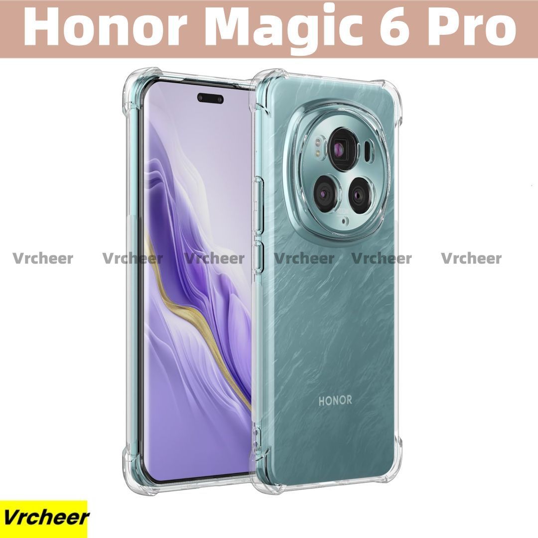 ПротивоударныйчехолнаHonorMagic6Proсусиленнымиуглами;ЗащитныйпрозрачныйсиликоновыйчехолсзащитойблокакамердляХонорМагик6Про