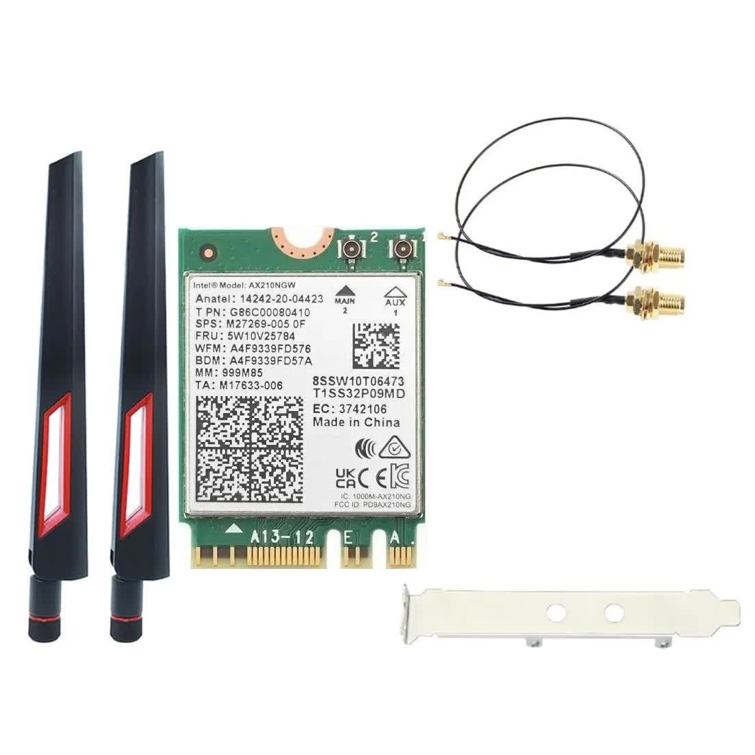 IntelWi-Fi-адаптерСетевойадаптерAX210NGWWi-Fi6E(Bluetooth5.3)сантеннами,пигтейламиипланкой