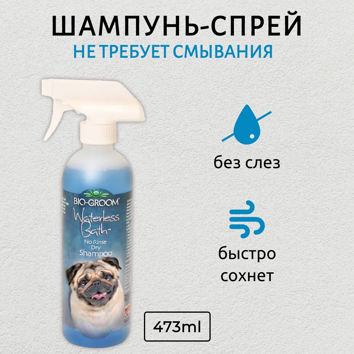 Bio-Groom Waterless Bath шампунь-спрей без смывания 473 мл. Био-Грум