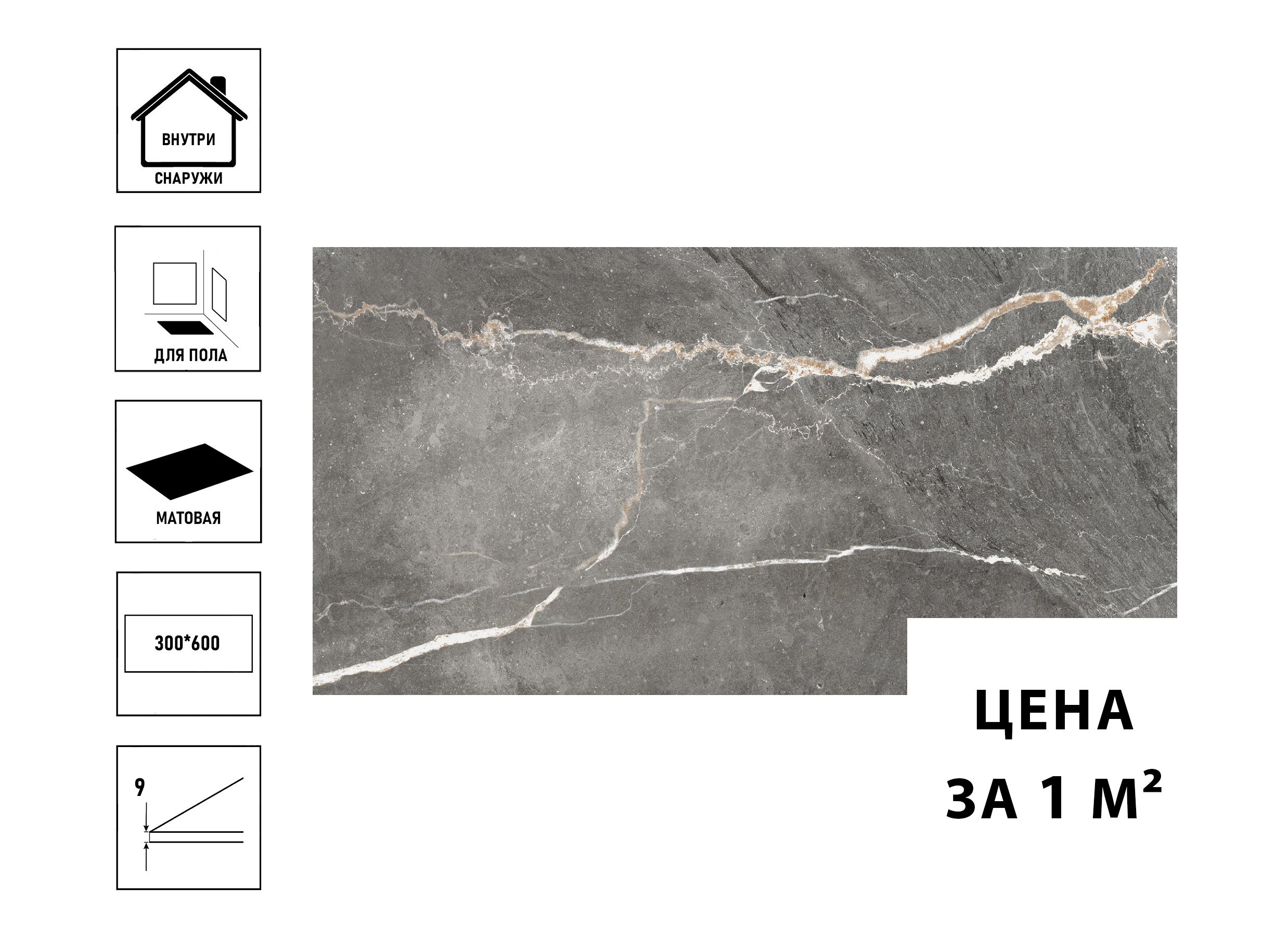 Керамический гранит GlobalTile Antares_GT 30x60см темно-серый(цена за 1 кв.м)