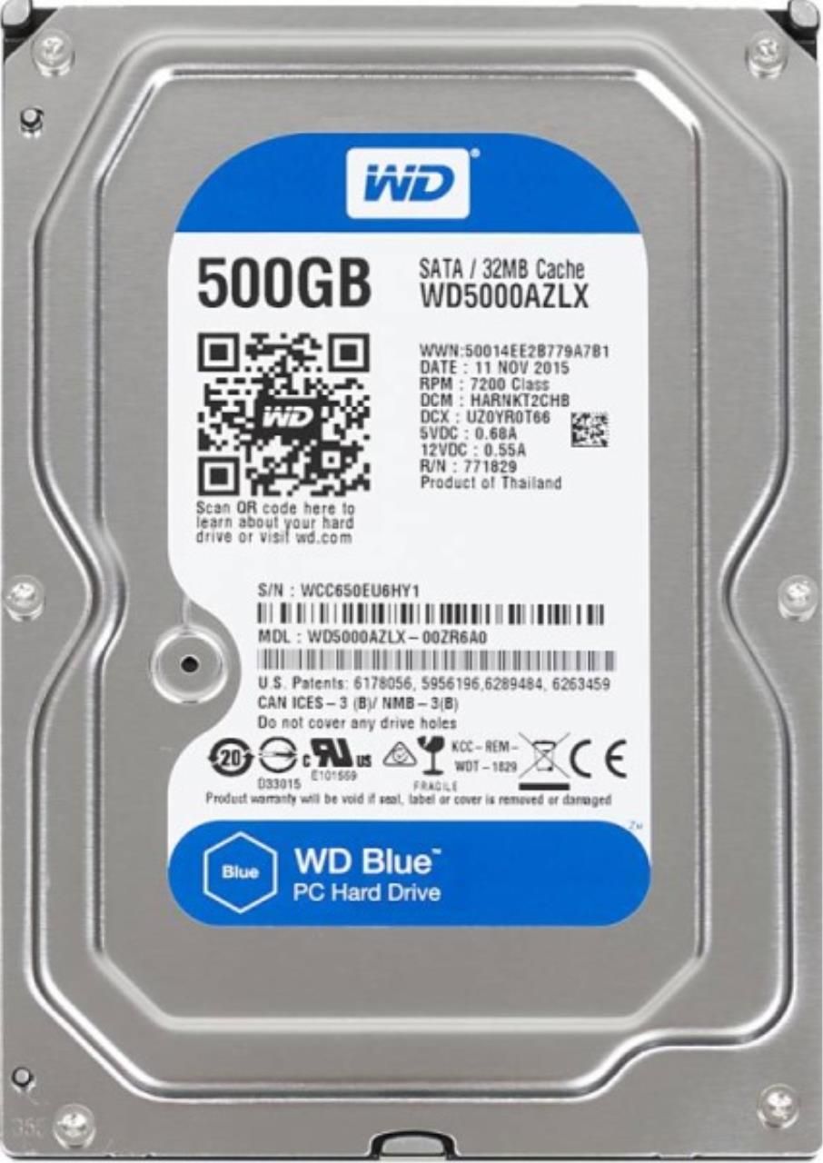 Western Digital 500 ГБ Внутренний жесткий диск (Жесткий диск WD Blue WD5000AZLX, 500ГБ, HDD, SATA III, 3.5") 