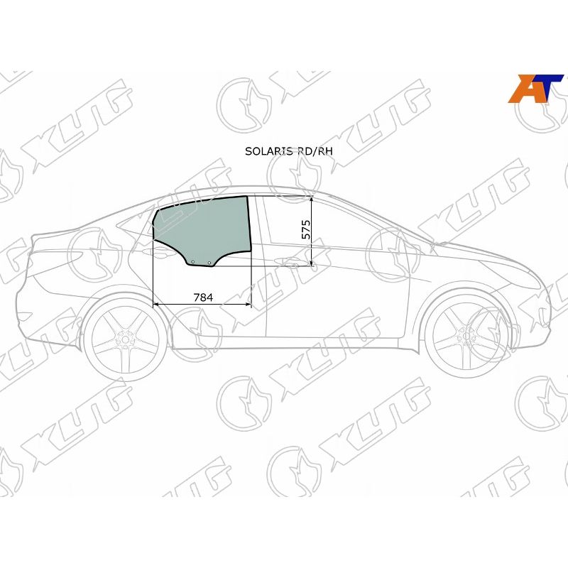 Стекло двери задней правой для Хендай Солярис 1 2010-2014, Hyundai Solaris 1 стекло двери задней правой XYG SOLARIS RD/RH