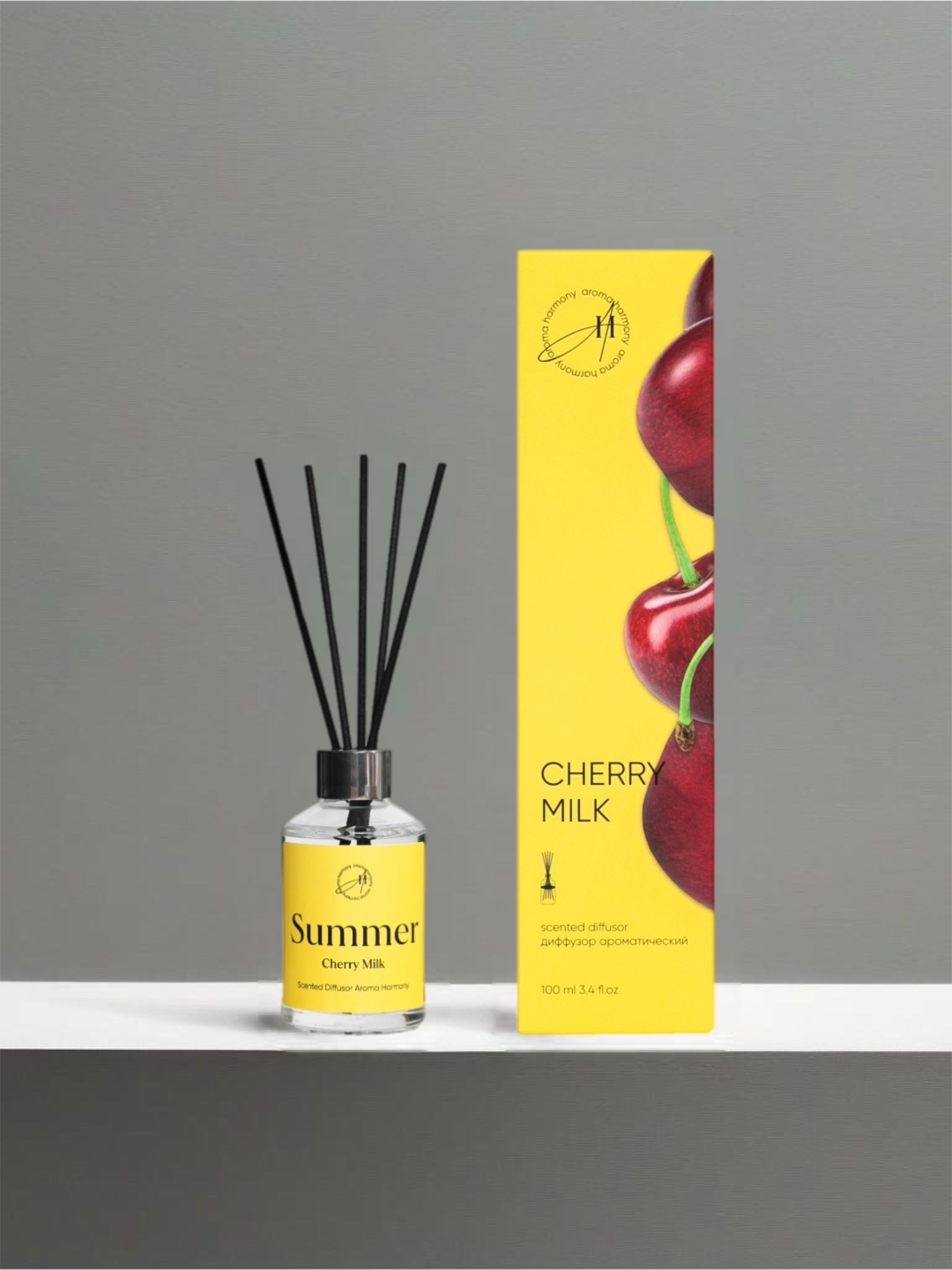 АроматизатордлядомадиффузорспалочкамиAromaHarmonySummerCherrymilk100мл