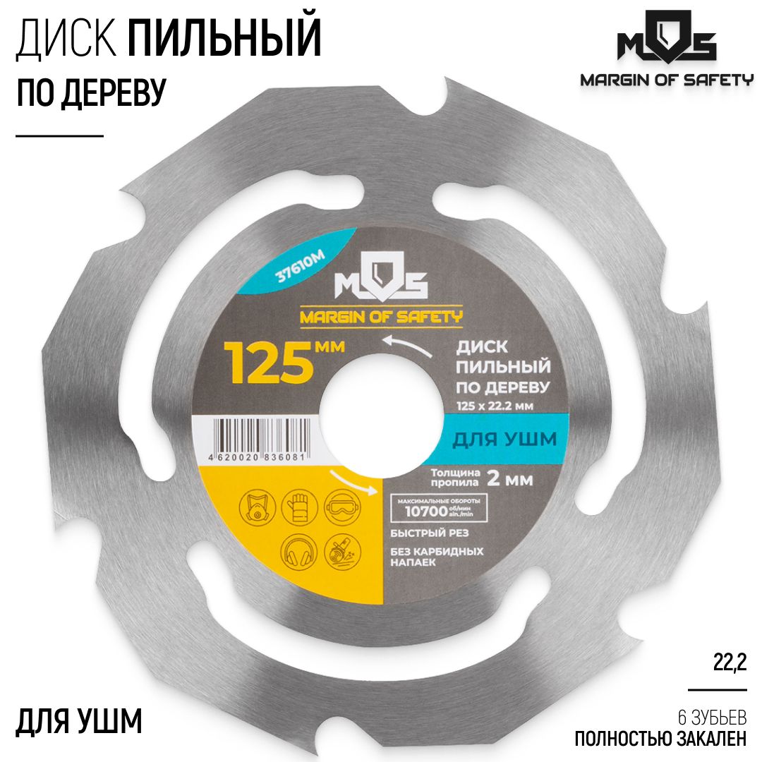 Дискпильныйподеревугазобетону125х2х22,2ммдляУШМболгарки6зубьев