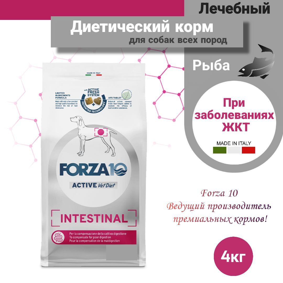 Сухой корм для собак Forza 10 Active Intestinal всех пород при заболеваниях ЖКТ /рыба / 4 кг