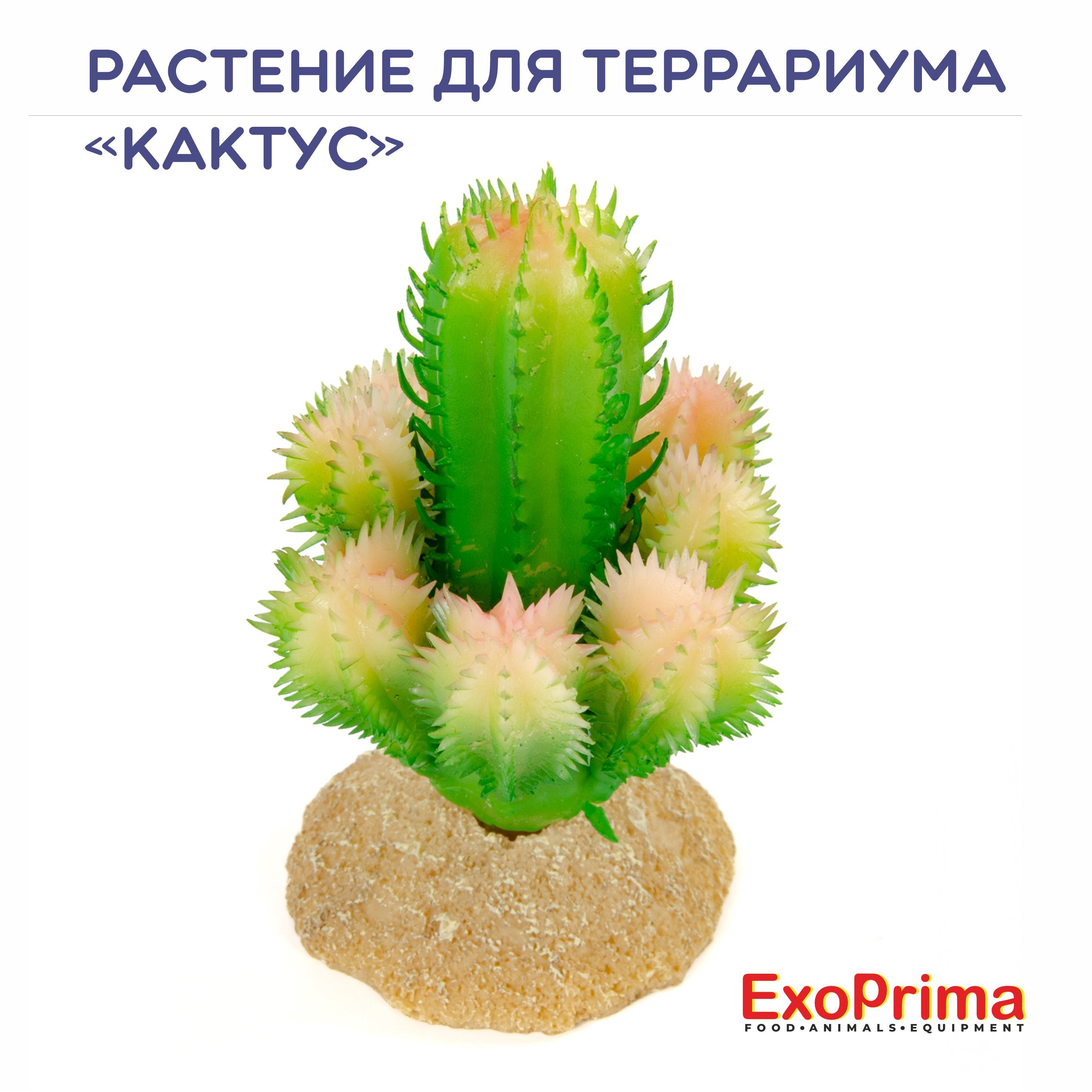 Растение для террариума EXOPRIMA "Кактус", светло-зелёное, 7х5х9см