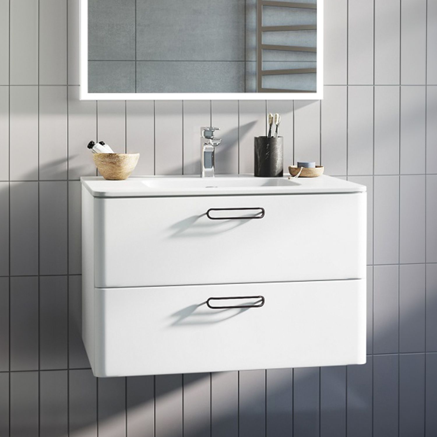 Фото товара на маркетплейсе ozon Тумба с раковиной, подвесная, 60 см, IDDIS, белая, Brick, BRI60W0i95K